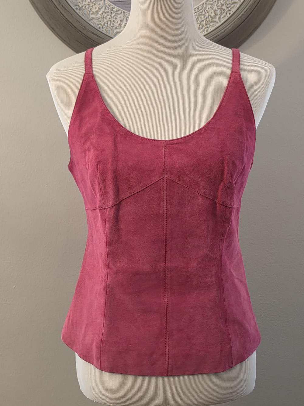 Boston Proper Magenta Suede Scoop-Neck Camisole